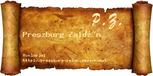 Preszburg Zalán névjegykártya